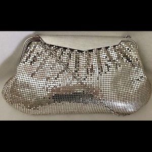 WHITING & DAVIS SILVER SHIRRING FORMAL CLUTCH